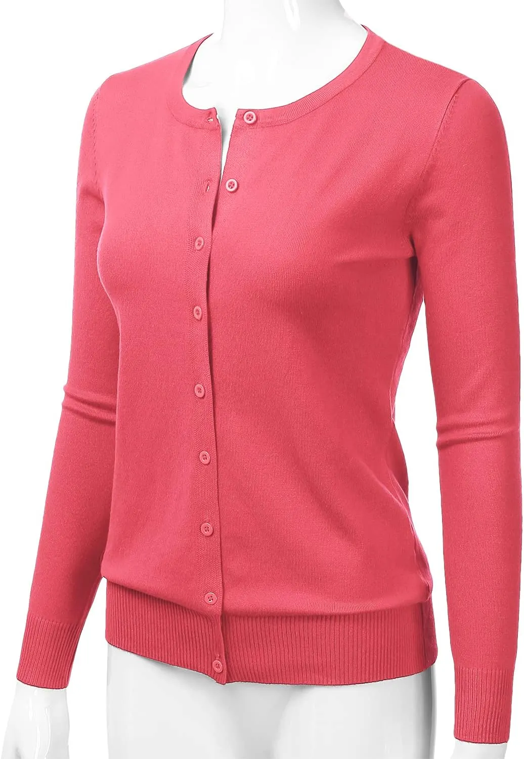 LALABEE Women's Crewneck Long Sleeve Button Down Knit Cardigan Sweater (S-XXL)