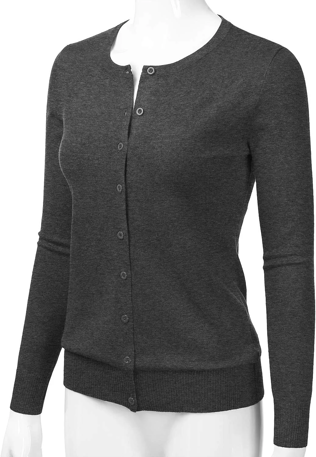 LALABEE Women's Crewneck Long Sleeve Button Down Knit Cardigan Sweater (S-XXL)