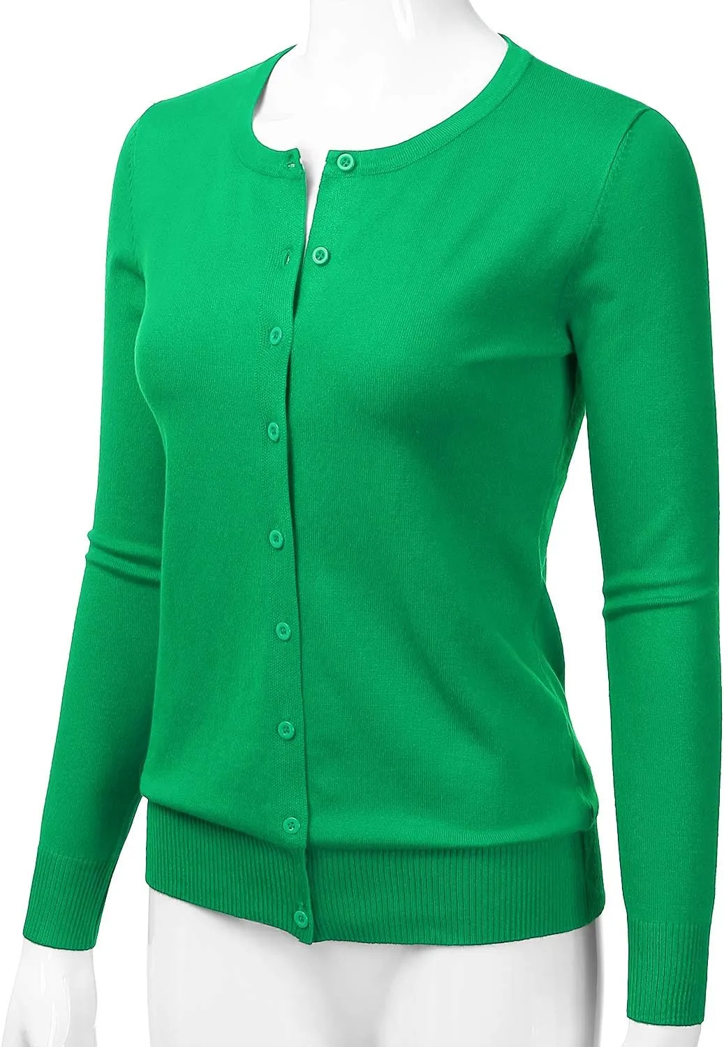 LALABEE Women's Crewneck Long Sleeve Button Down Knit Cardigan Sweater (S-XXL)