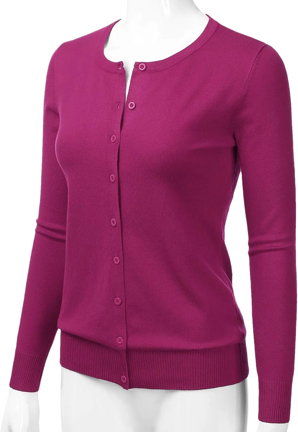 LALABEE Women's Crewneck Long Sleeve Button Down Knit Cardigan Sweater (S-XXL)