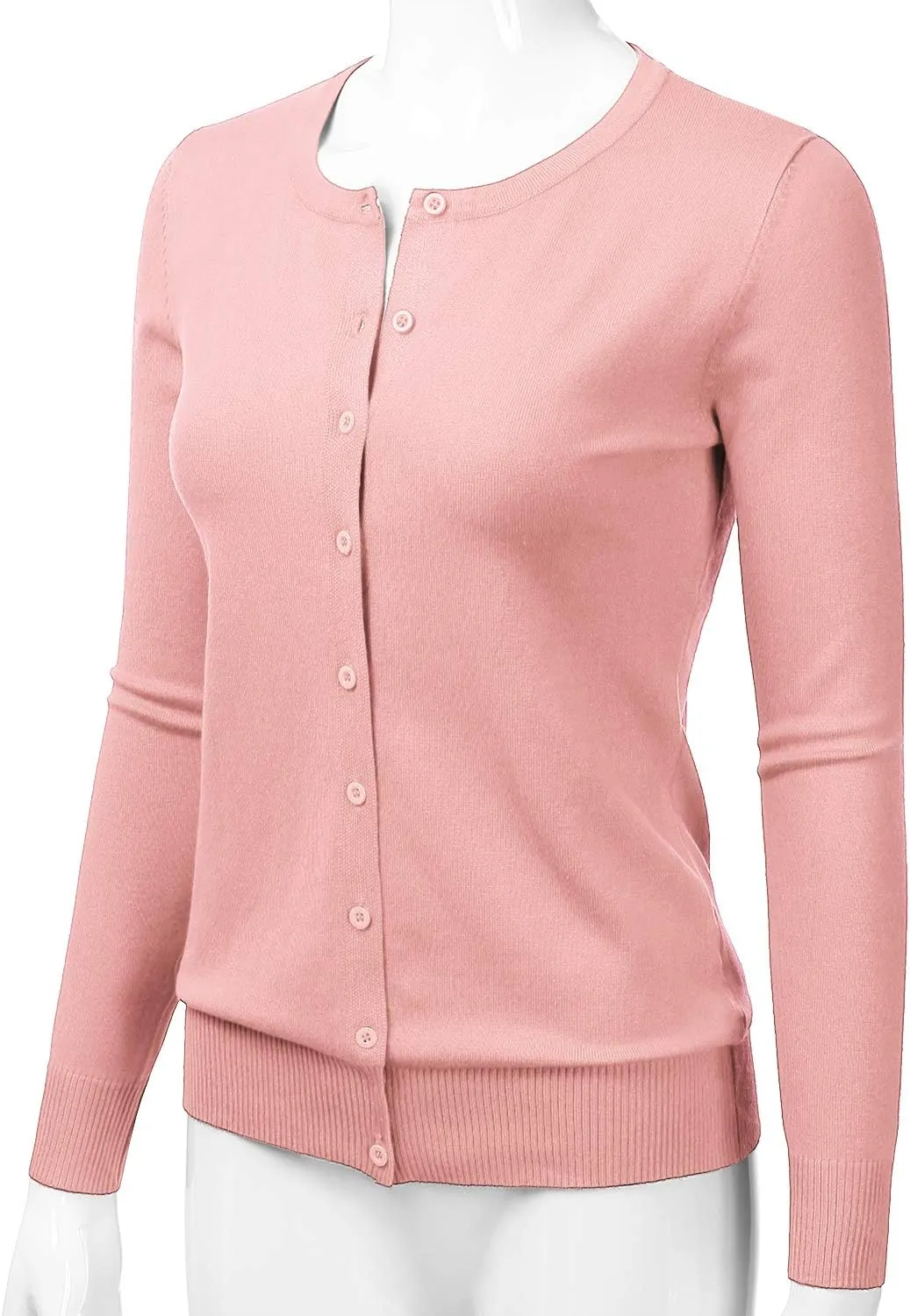 LALABEE Women's Crewneck Long Sleeve Button Down Knit Cardigan Sweater (S-XXL)