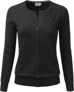 LALABEE Women's Crewneck Long Sleeve Button Down Knit Cardigan Sweater (S-XXL)