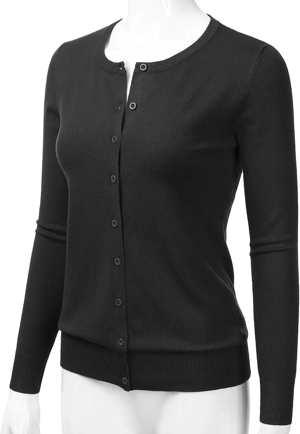 LALABEE Women's Crewneck Long Sleeve Button Down Knit Cardigan Sweater (S-XXL)