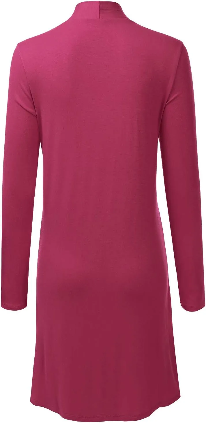 LALABEE Women's Long-Line Long Sleeve Open Front Cardigan with Pockets (S-3XL)