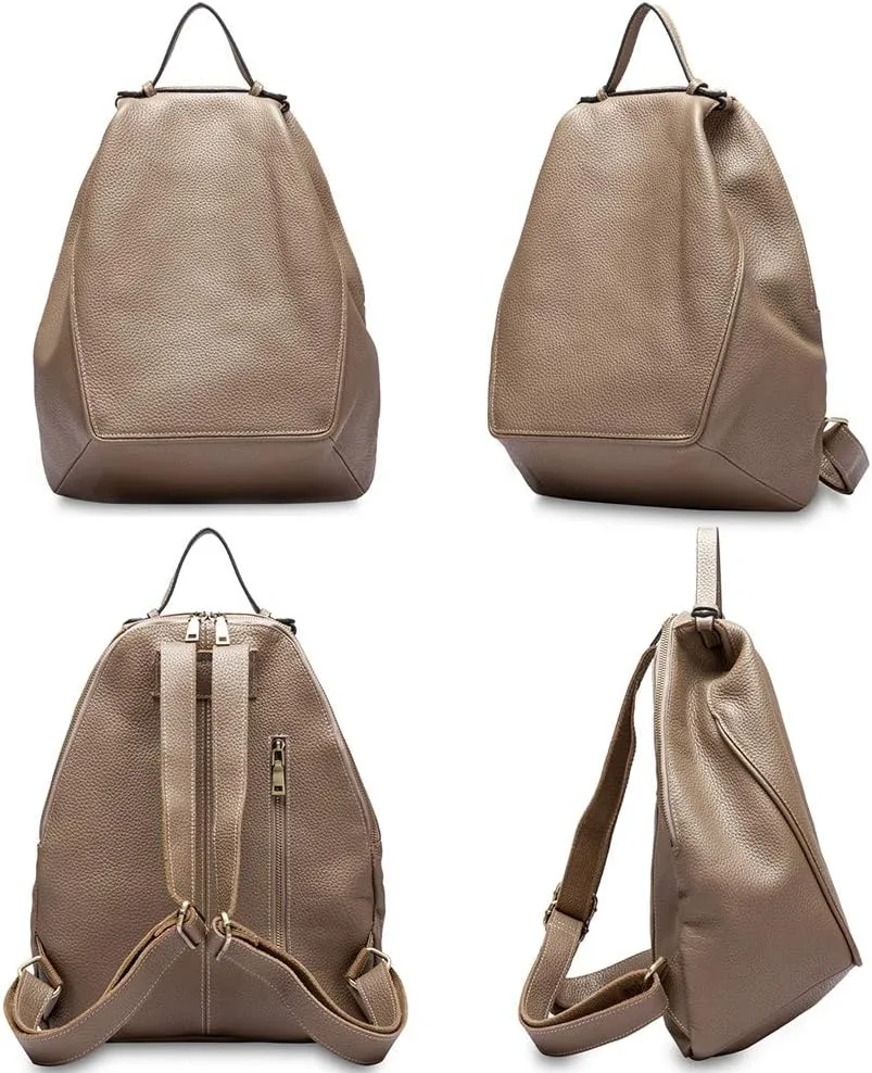 Large Vintage 100% Genuine Leather Backpack Purse for Women Soft Classic Rucksack Knapsack Ladies (White)