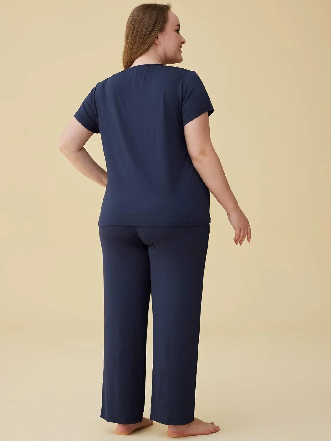 Latuza Women's Pleated Shirt and Pants Pajamas Set