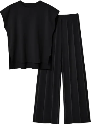 LILLUSORY 2 Piece Sets for Women Summer Vacation 2025 Lounge Outfits Matching Two Pcs Spring Knit Tracksuits Sweat Suits