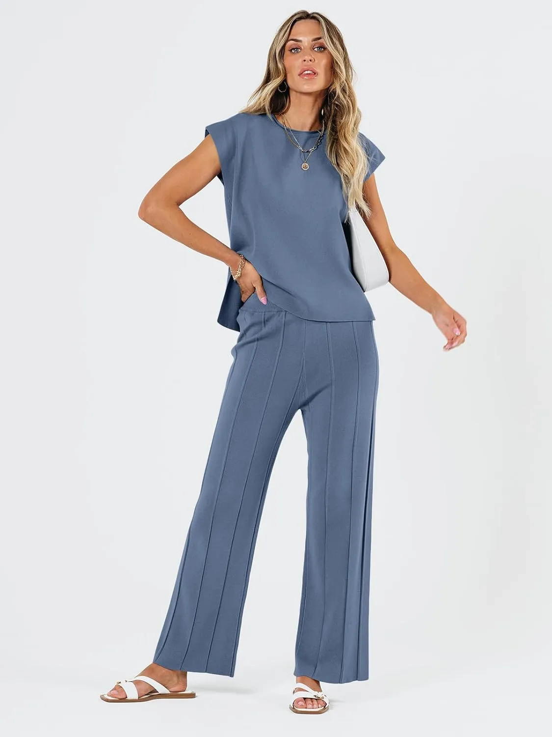 LILLUSORY 2 Piece Sets for Women Summer Vacation 2025 Lounge Outfits Matching Two Pcs Spring Knit Tracksuits Sweat Suits