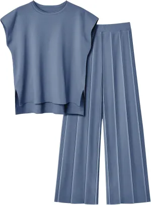 LILLUSORY 2 Piece Sets for Women Summer Vacation 2025 Lounge Outfits Matching Two Pcs Spring Knit Tracksuits Sweat Suits
