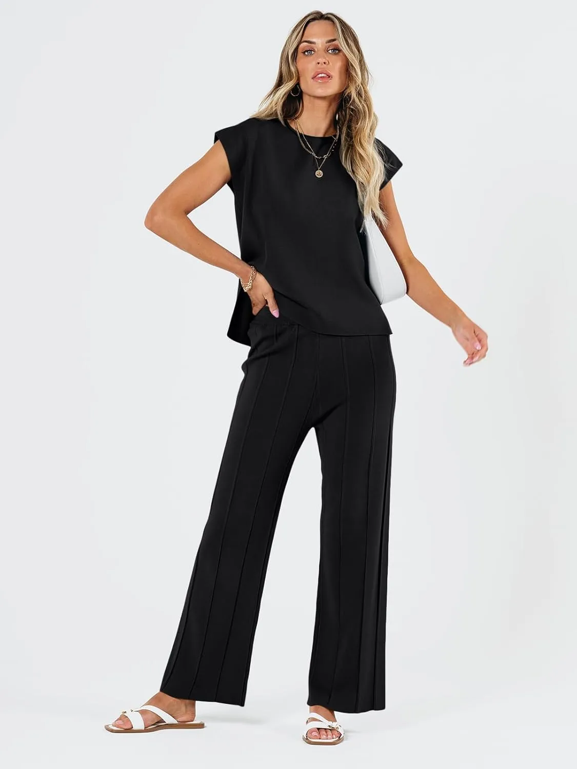 LILLUSORY 2 Piece Sets for Women Summer Vacation 2025 Lounge Outfits Matching Two Pcs Spring Knit Tracksuits Sweat Suits