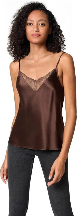 LilySilk Pure Silk Lace Camisole for Women 100% Silk Lingerie Base Layer Adjustable 2-in-1 Summer Tank Tops Ladies
