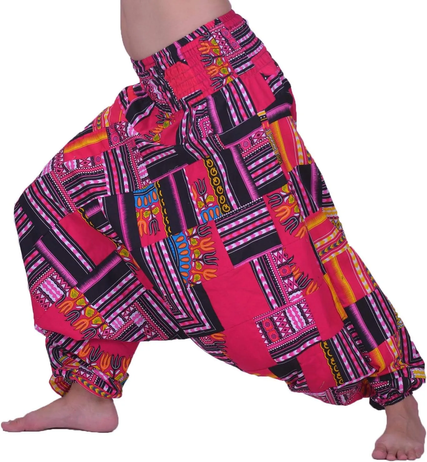 LOFBAZ Harem Yoga Pants for Women Patchwork Boho Hippie Bohemian Aladdin Unisex