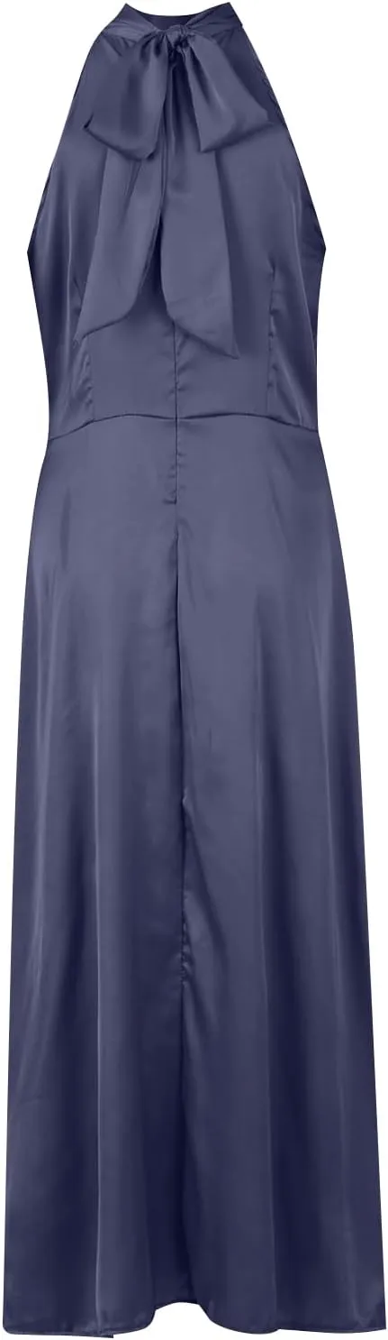 Maxi Dress for Women Split Mock Neck Sleeveless Dress Formal Cocktail Dresses Solid Party Club Skirt