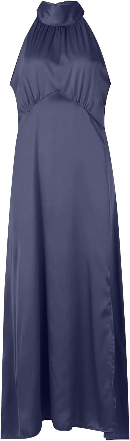 Maxi Dress for Women Split Mock Neck Sleeveless Dress Formal Cocktail Dresses Solid Party Club Skirt