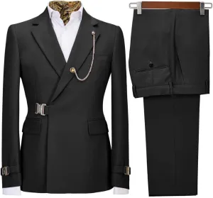 Men's 2 Pieces Suit Solid One Button Slim Fit Single Breasted Party Blazer Pants Set