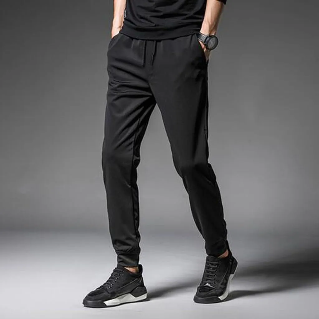Men's Cargo Sweatpants Pants Mid Trousers Solid Cotton Casual Drawstring Men Elastic Waist with Pockets Athletic