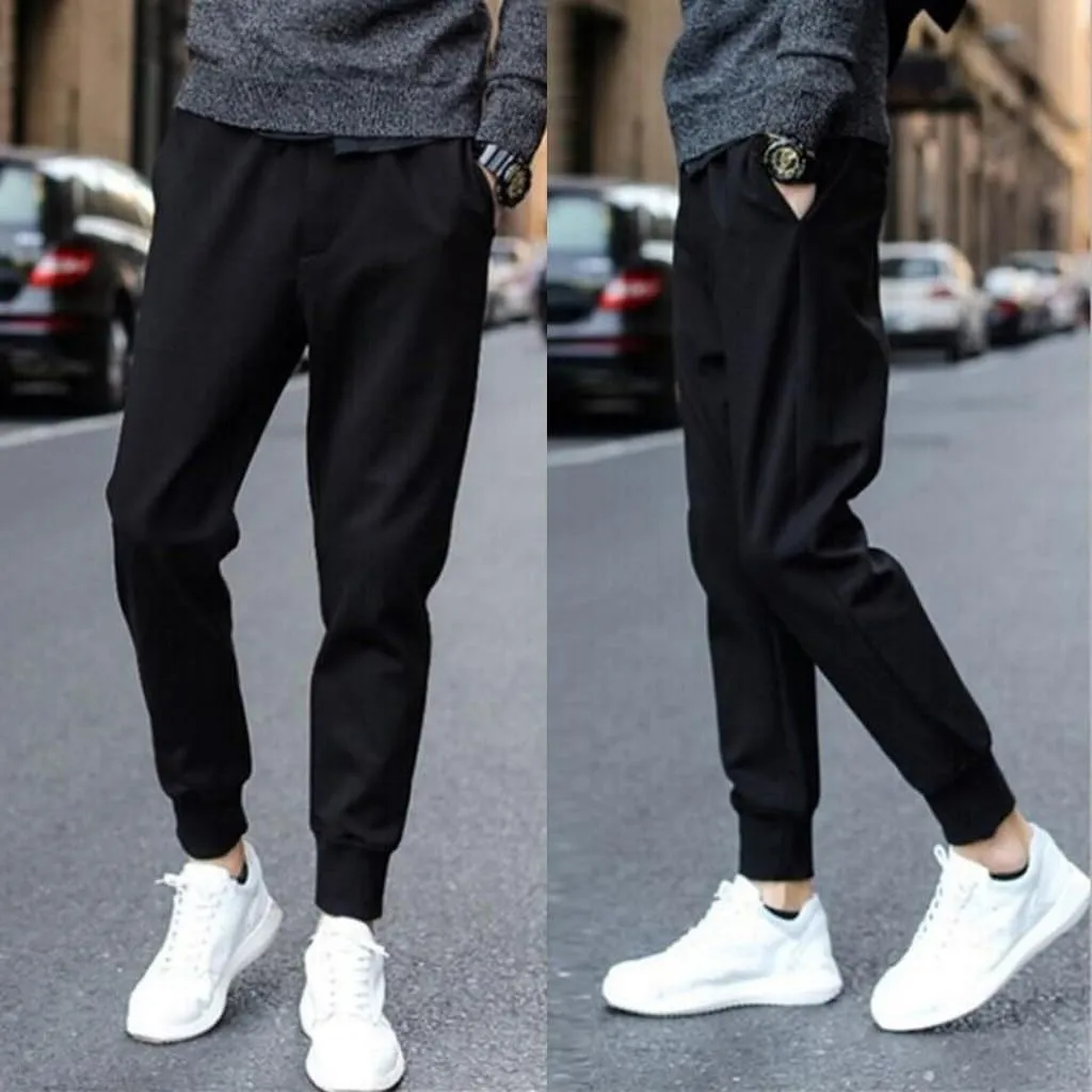 Men's Cargo Sweatpants Pants Mid Trousers Solid Cotton Casual Drawstring Men Elastic Waist with Pockets Athletic