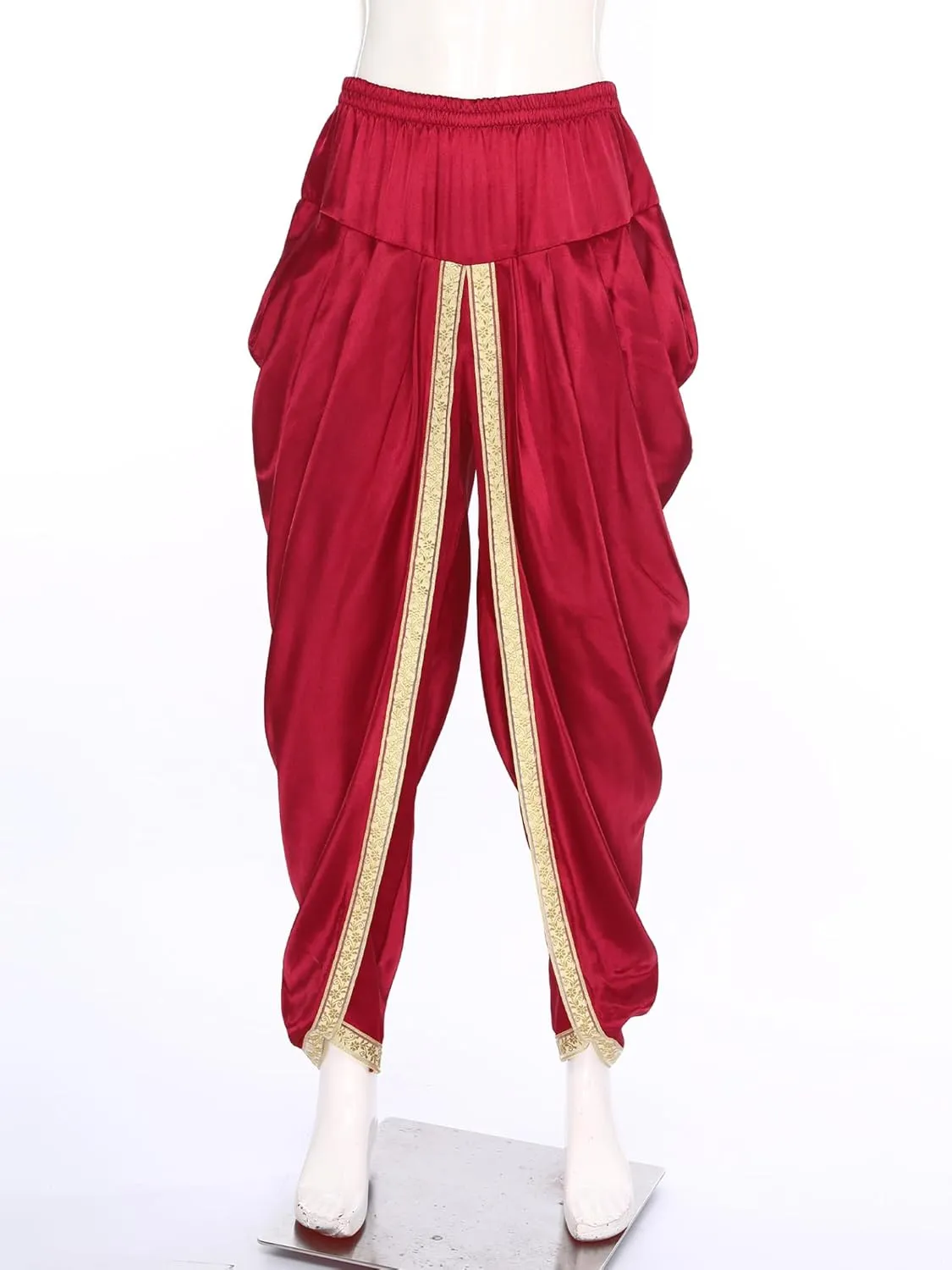 Mens Satin Harem Pants Casual Elastic Waist Pants Baggy Boho Summer Beach Dhoti Trousers