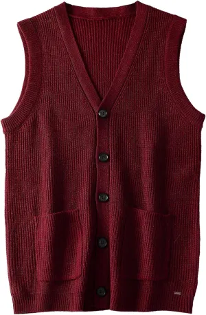 Men's Sweater Vest V-Neck Sleeveless Knitted Cardigan DXL Big and Tall Vest