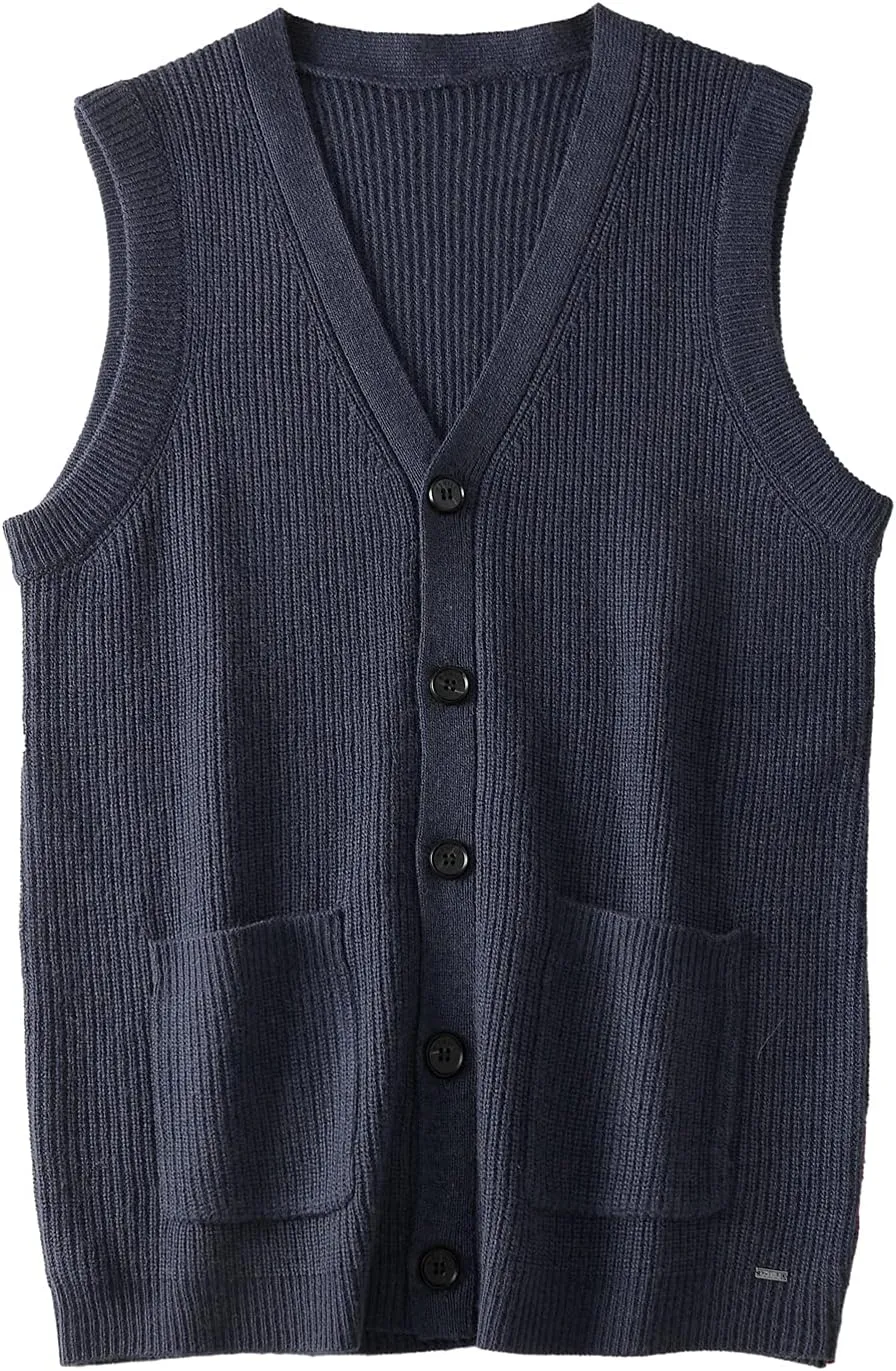 Men's Sweater Vest V-Neck Sleeveless Knitted Cardigan DXL Big and Tall Vest