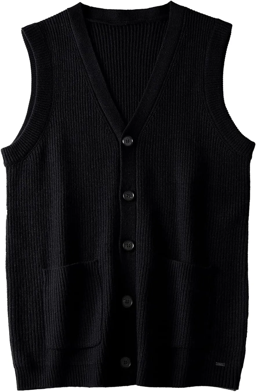 Men's Sweater Vest V-Neck Sleeveless Knitted Cardigan DXL Big and Tall Vest
