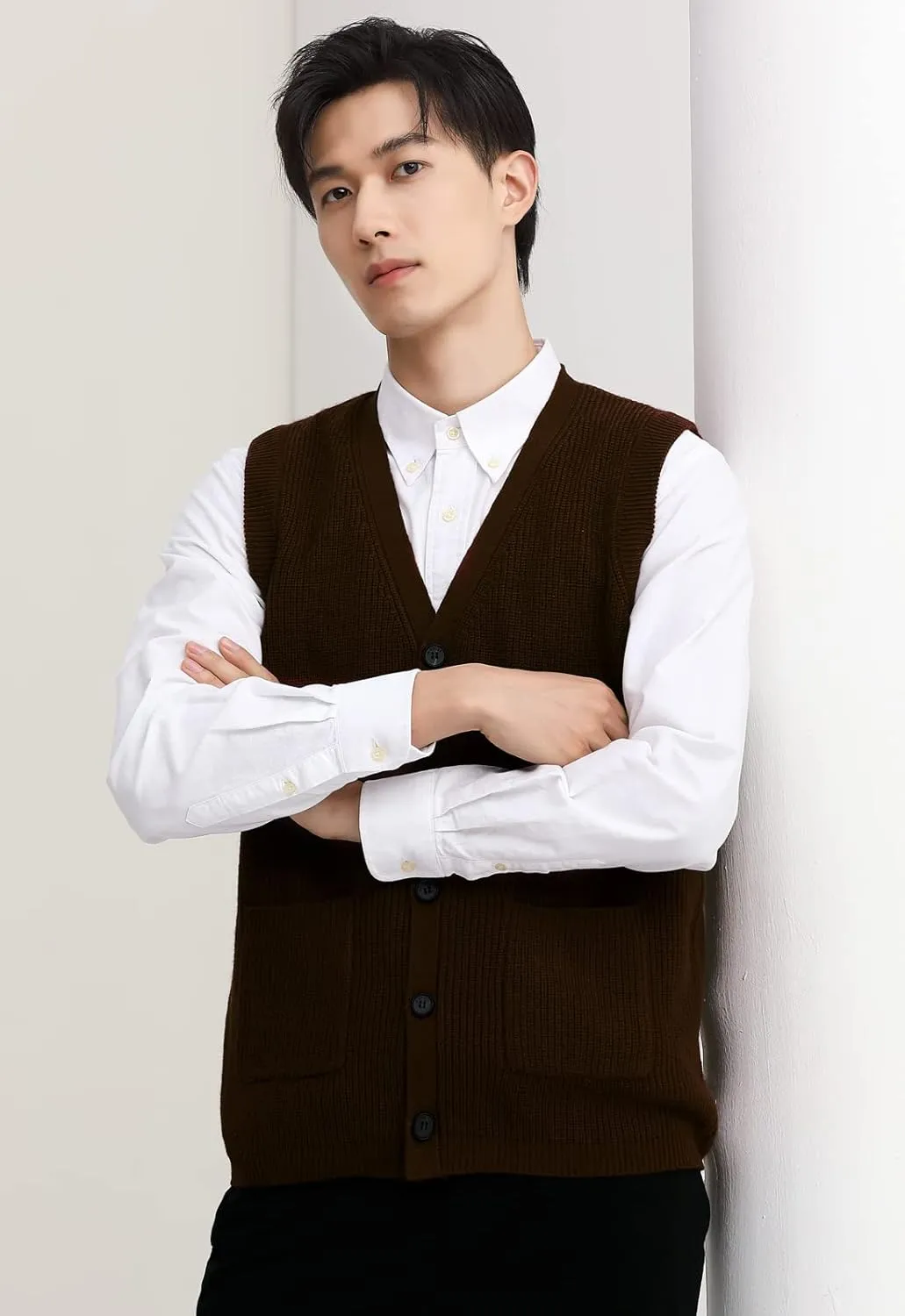 Men's Sweater Vest V-Neck Sleeveless Knitted Cardigan DXL Big and Tall Vest