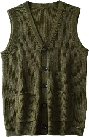 Men's Sweater Vest V-Neck Sleeveless Knitted Cardigan DXL Big and Tall Vest