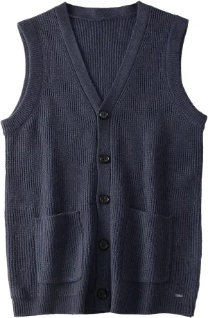 Men's Sweater Vest V-Neck Sleeveless Knitted Cardigan DXL Big and Tall Vest