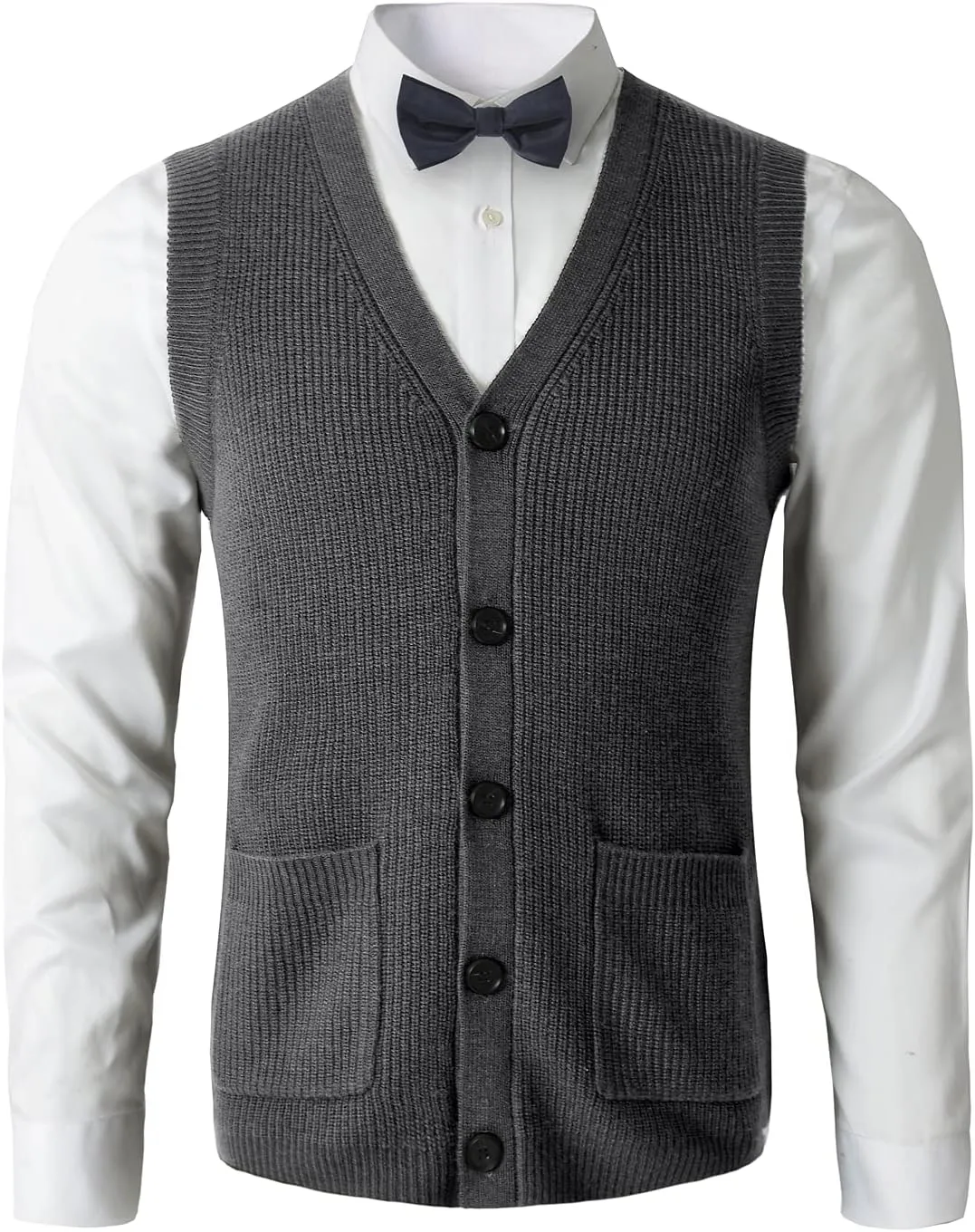 Men's Sweater Vest V-Neck Sleeveless Knitted Cardigan DXL Big and Tall Vest
