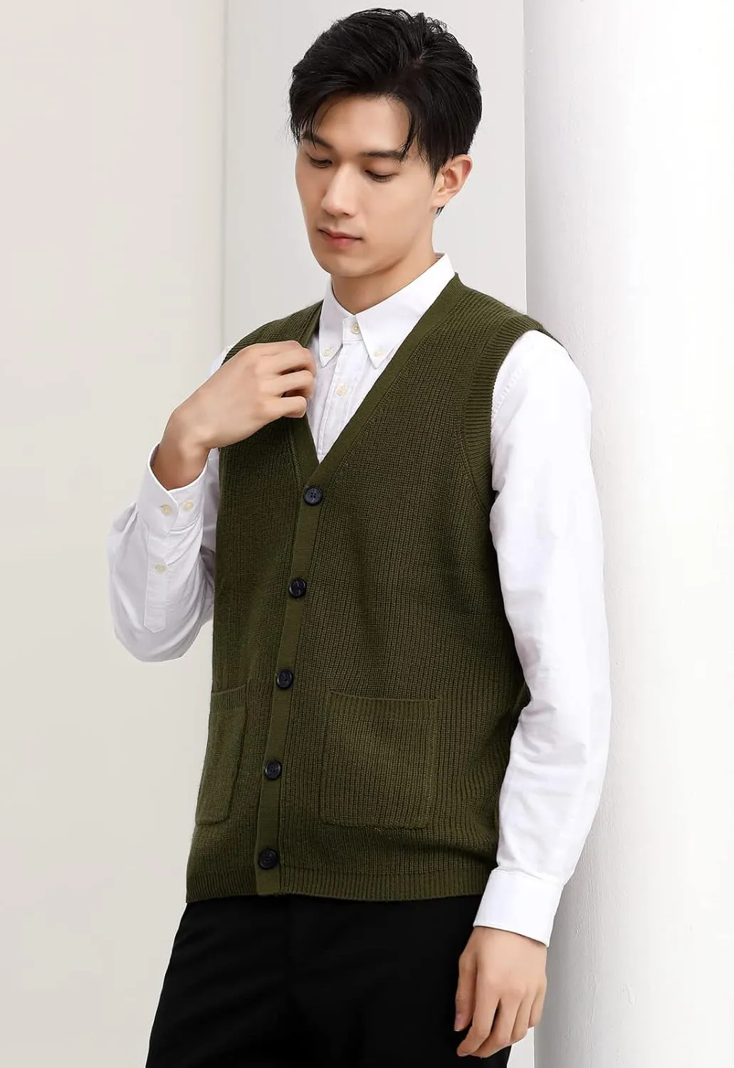 Men's Sweater Vest V-Neck Sleeveless Knitted Cardigan DXL Big and Tall Vest