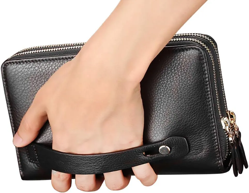 Mens Wallet Long Purse Leather Clutch Large Business Handbag Phone Card Holder Case Gift for Men Father Son Husband Boyfriend