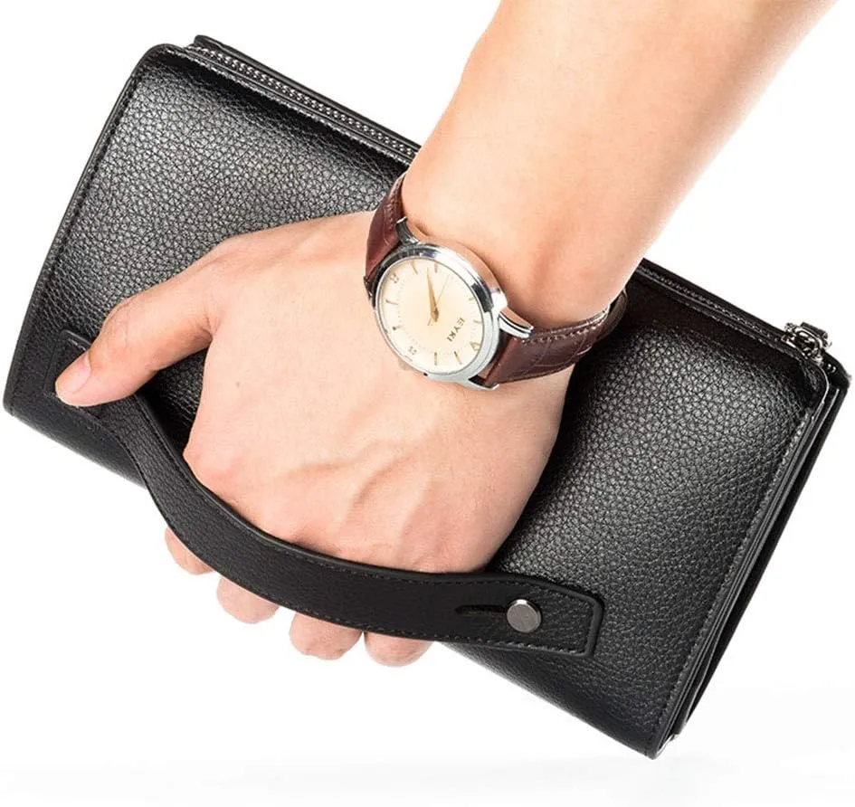 Mens Wallet Long Purse Leather Clutch Large Business Handbag Phone Card Holder Case Gift for Men Father Son Husband Boyfriend