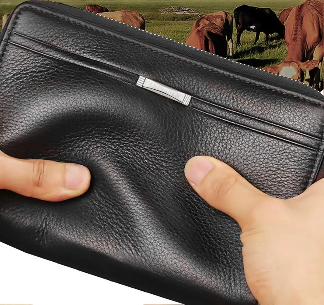 Mens Wallet Long Purse Leather Clutch Large Business Handbag Phone Card Holder Case Gift for Men Father Son Husband Boyfriend