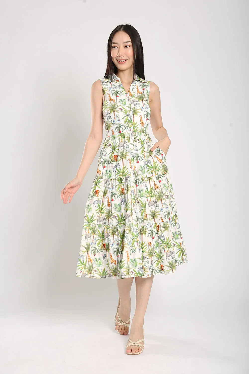 Mervin Midi Dress in Safari Prints