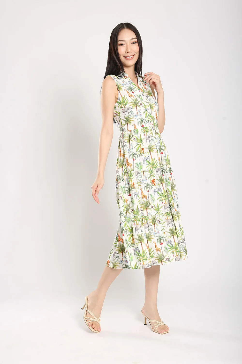 Mervin Midi Dress in Safari Prints