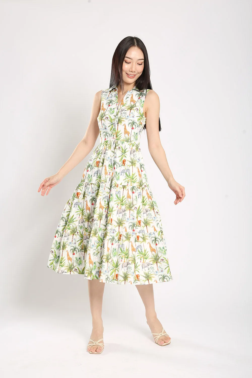 Mervin Midi Dress in Safari Prints