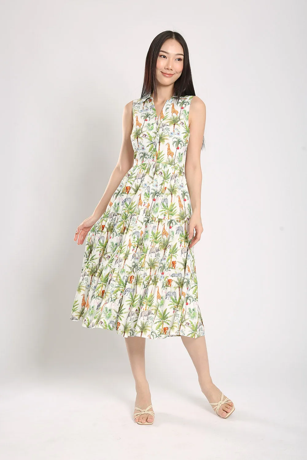 Mervin Midi Dress in Safari Prints