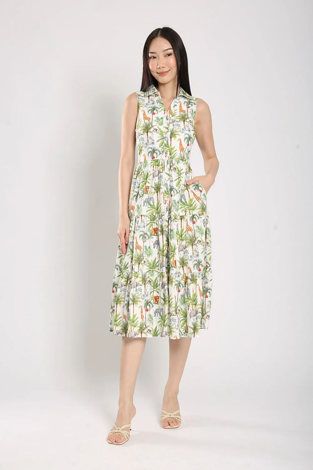 Mervin Midi Dress in Safari Prints