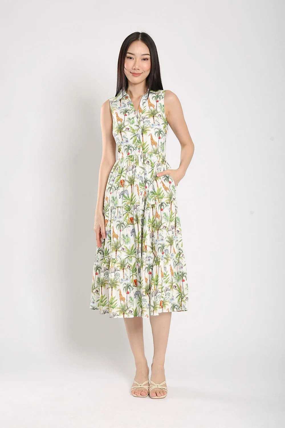 Mervin Midi Dress in Safari Prints