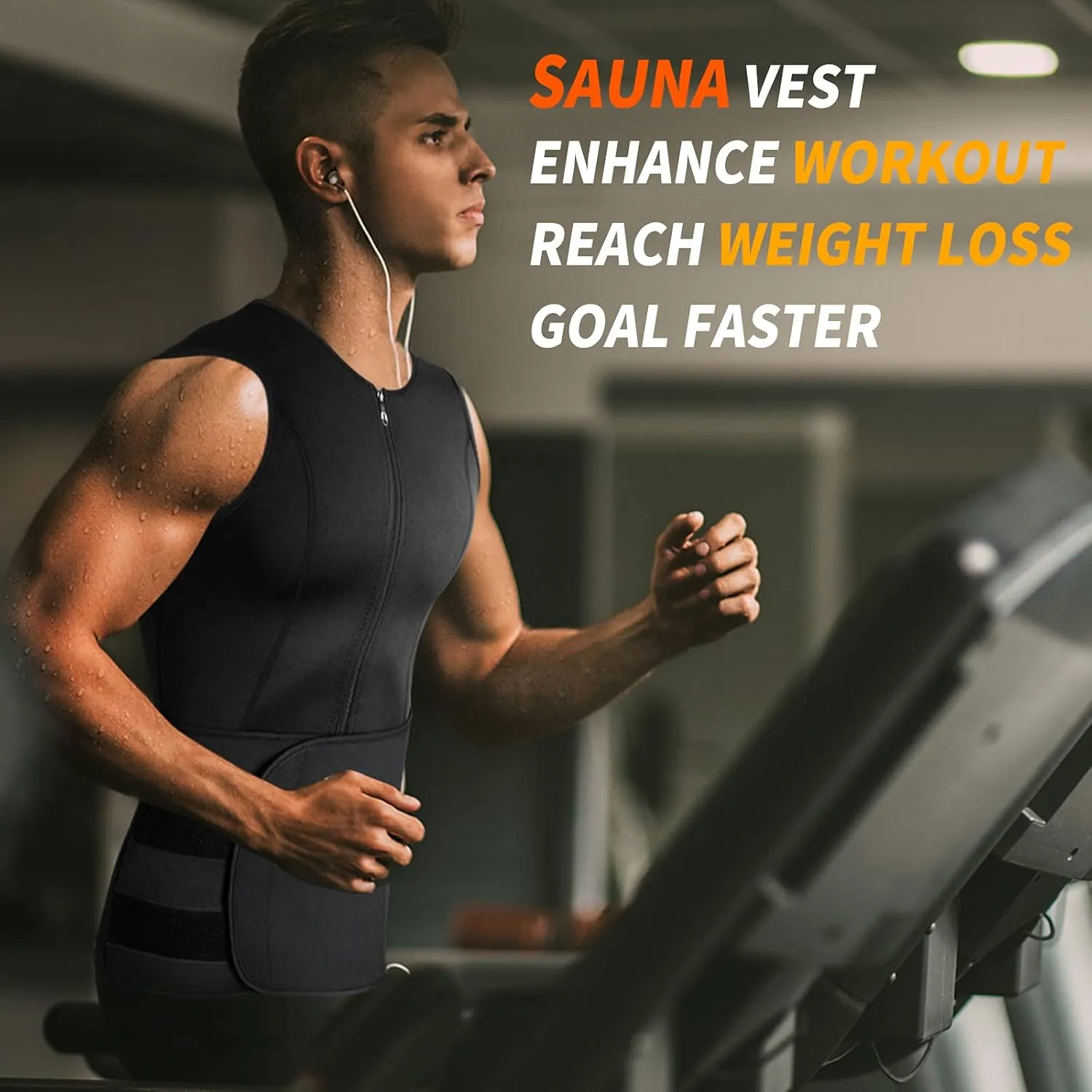 MISS MOLY Men's Sauna Waist Trainer Vest Sweat Vest with Trimmer Belt Workout Tank Top Body Shaper