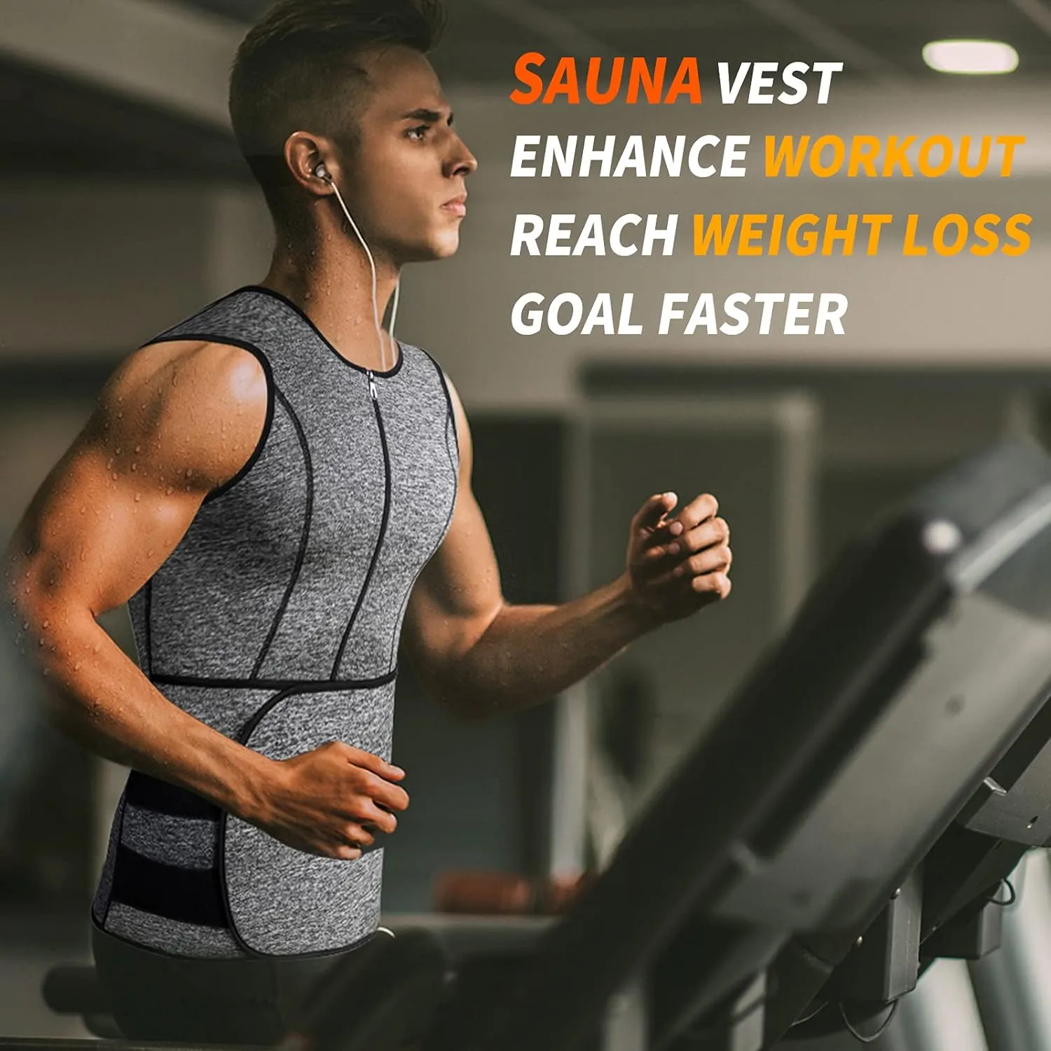 MISS MOLY Men's Sauna Waist Trainer Vest Sweat Vest with Trimmer Belt Workout Tank Top Body Shaper