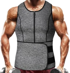 MISS MOLY Men's Sauna Waist Trainer Vest Sweat Vest with Trimmer Belt Workout Tank Top Body Shaper