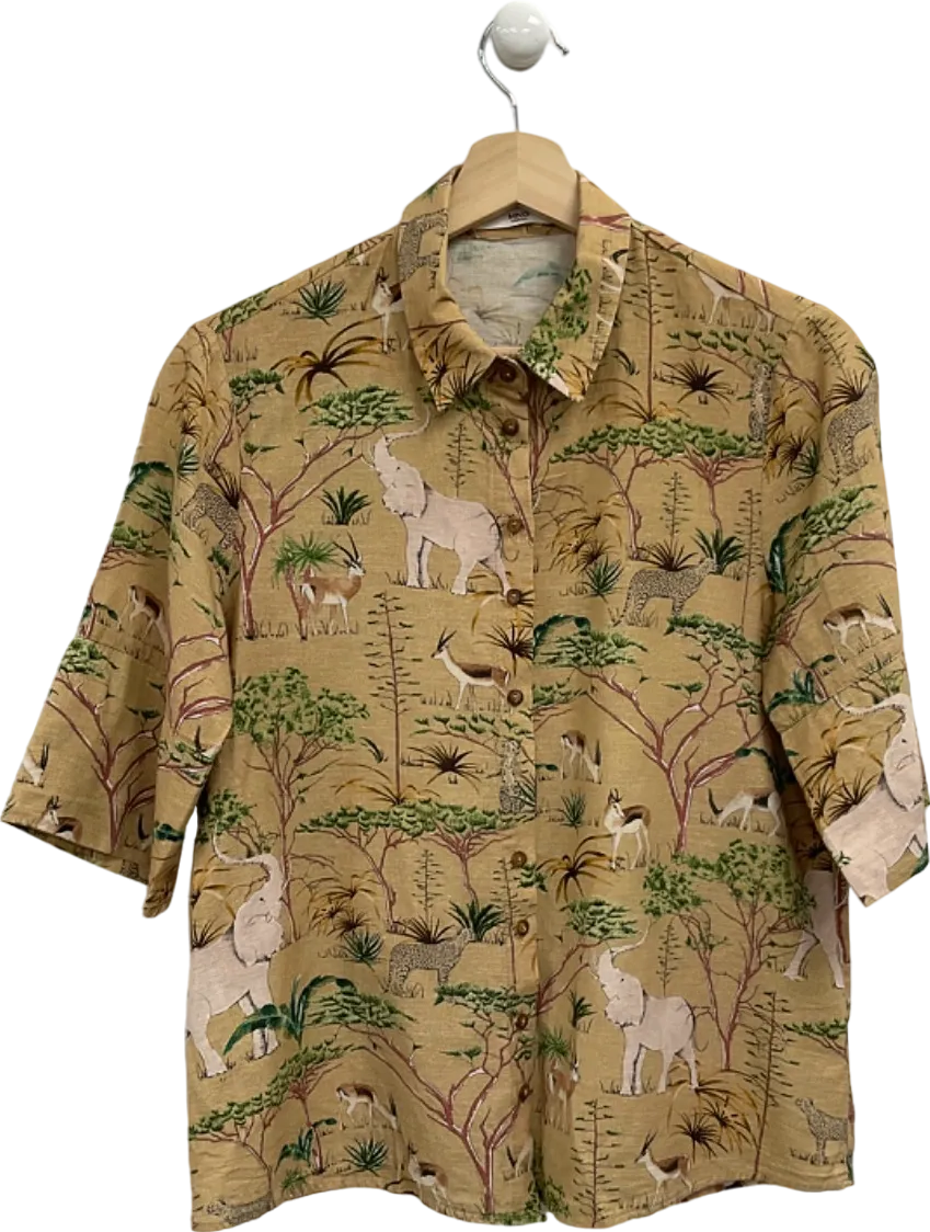 MNG Khaki Safari Print Shirt UK XS