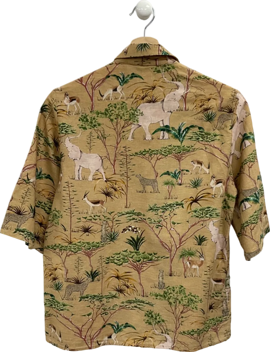 MNG Khaki Safari Print Shirt UK XS
