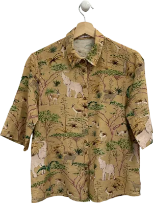 MNG Khaki Safari Print Shirt UK XS