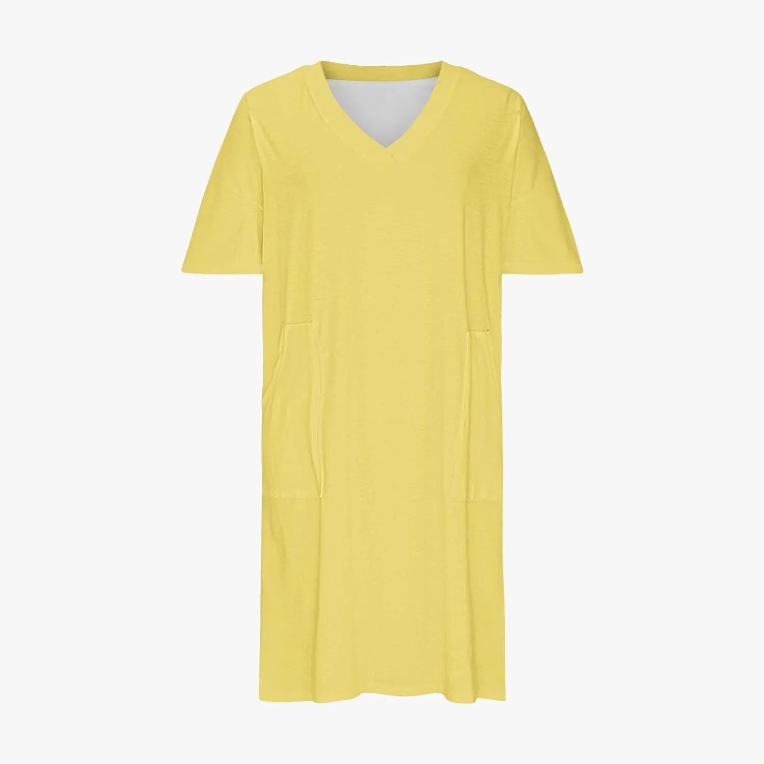 NaRHbrg Women's Plus Size Casual T-Shirt Dress Loose Fit V-Neck Short Sleeve Summer Midi Dresses Sundress with Pockets