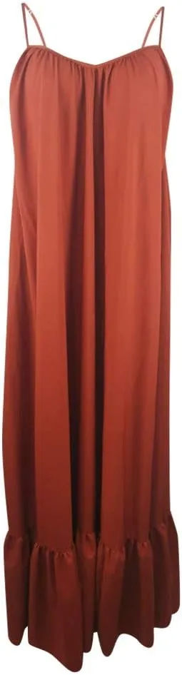 NaRHbrg Women's Spaghetti Strap Ruffle Hem Maxi Dress Loose Fit Casual Sundress Flowy Summer Beach Dresses