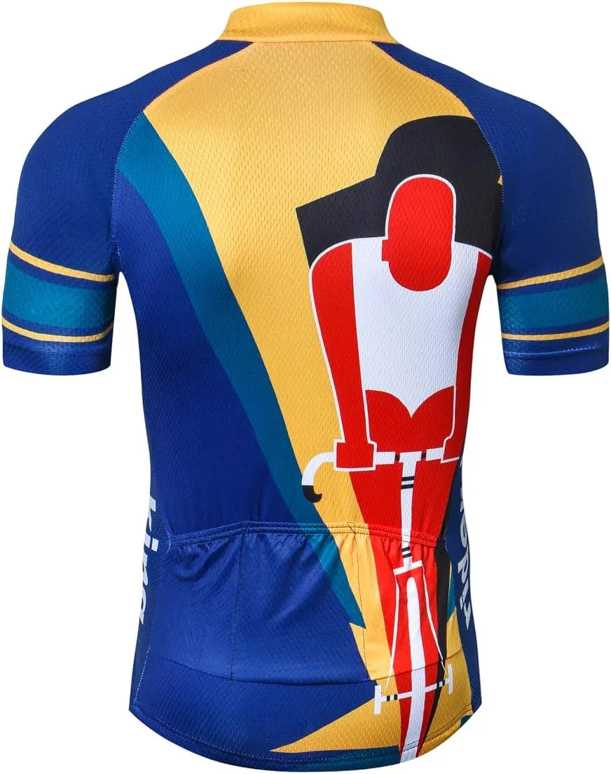 New Pro Full Zipper Men's Cycling Jersey Short Sleeve Riding Shirt USA