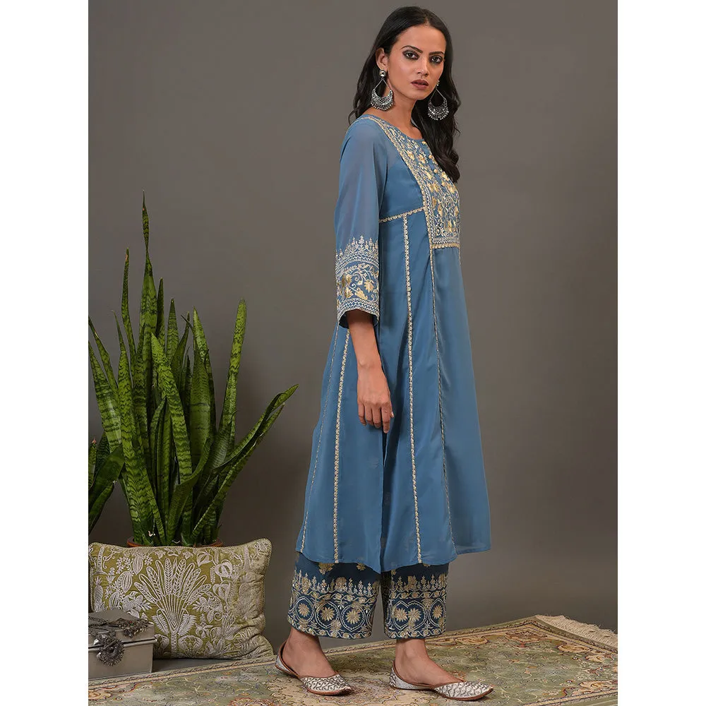 NUHH Mystic Blue Kurta & Pant (Set of 2)