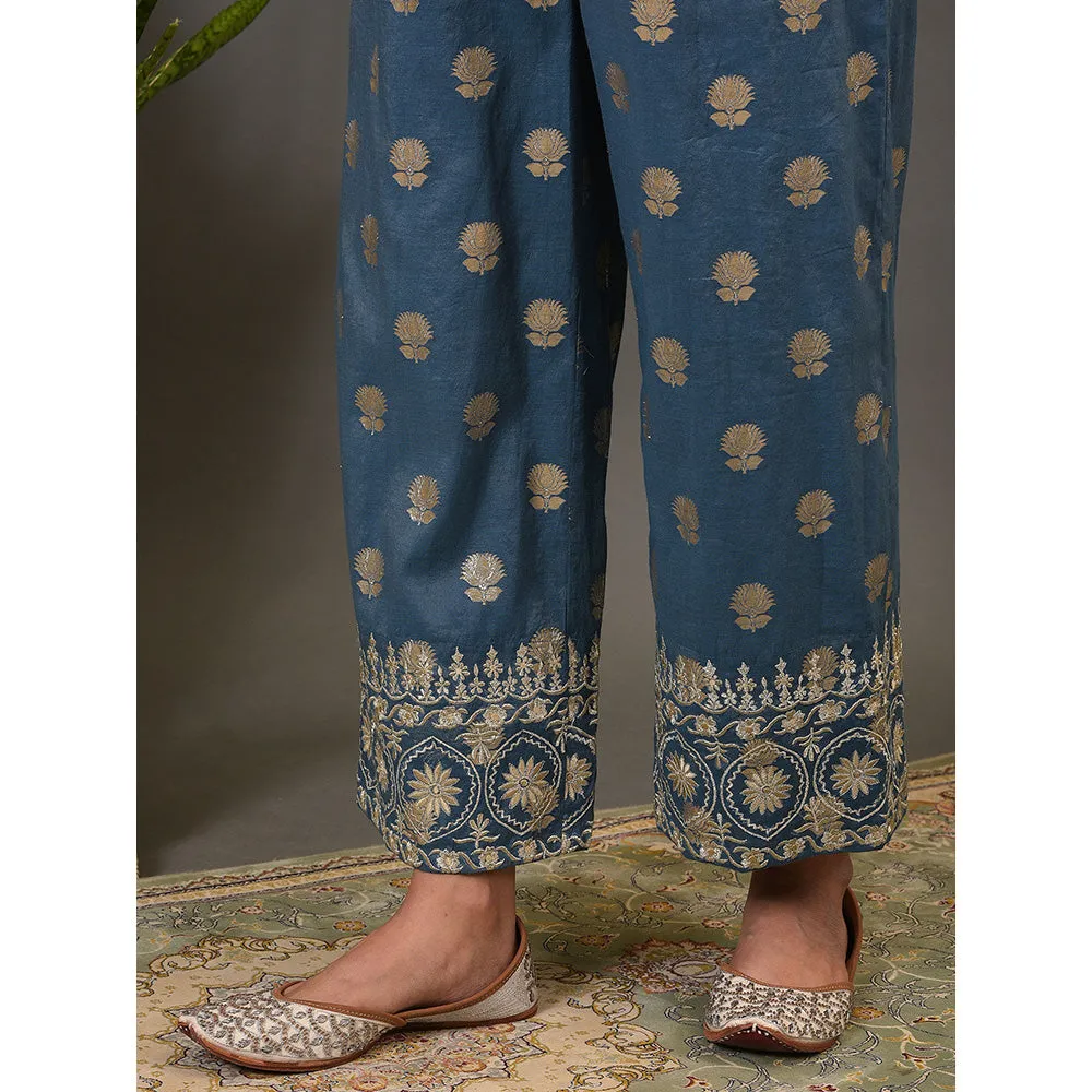NUHH Mystic Blue Kurta & Pant (Set of 2)